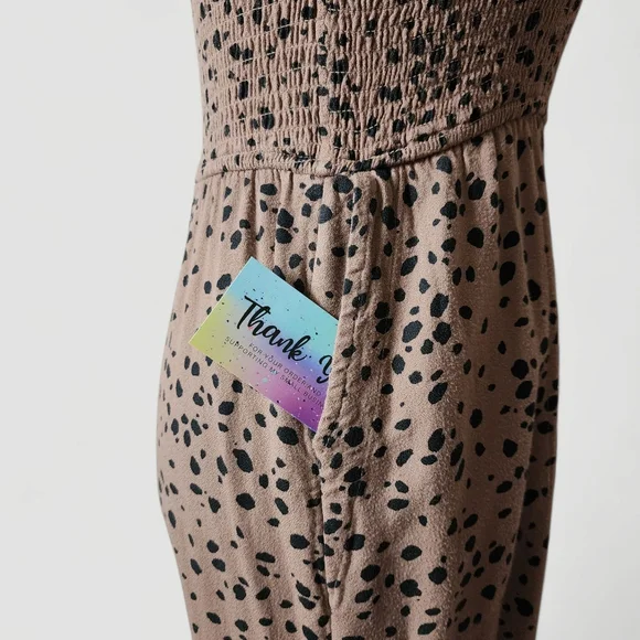 Abercrombie & Fitch Brown,Black Smocked Jumpsuit - Picture 4 of 9